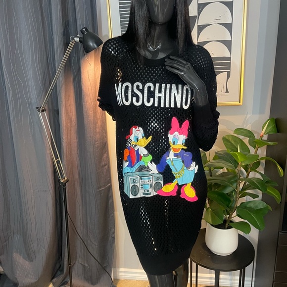 Moschino x H&M Donald & Daisy Duck Merino Wool Mesh Knit Dress - Picture 3 of 9